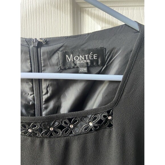 Montree Collection Dress Womens Plus Size 22W Black Lined Midi Tank Jeweled Dres - Picture 4 of 9